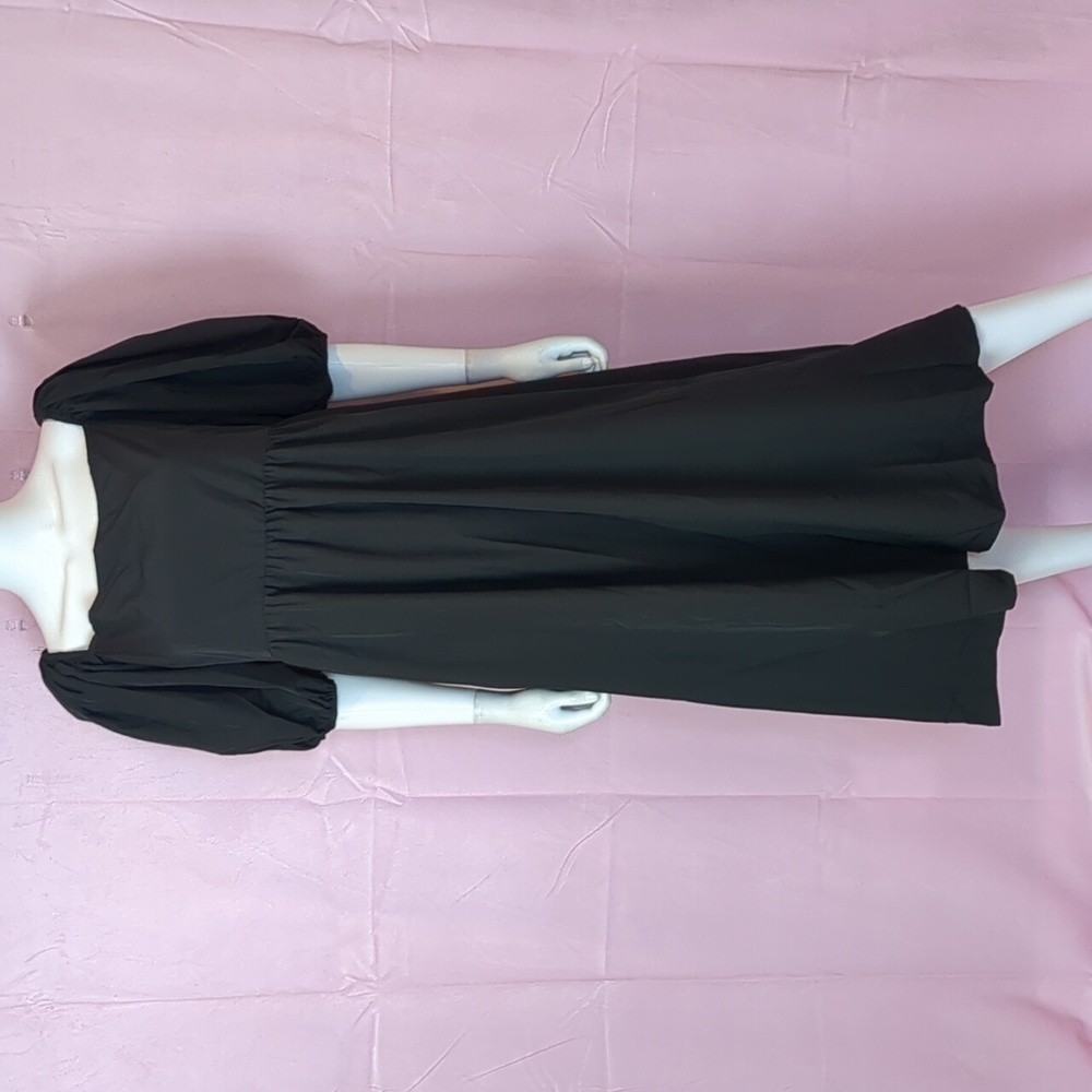 Nasty Gal Square Neck Smocked Back Midi Dress with Pockets in Black size 18